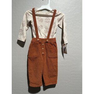 Cat & Jack Baby Gingerbread Corduroy Overalls Set size 12M NWT